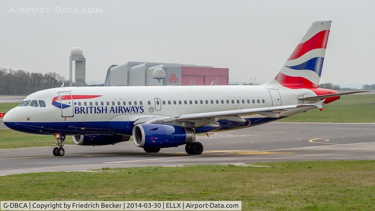 G-DBCA, 2004 Airbus A319-131 C/N 2098, taxying to the active