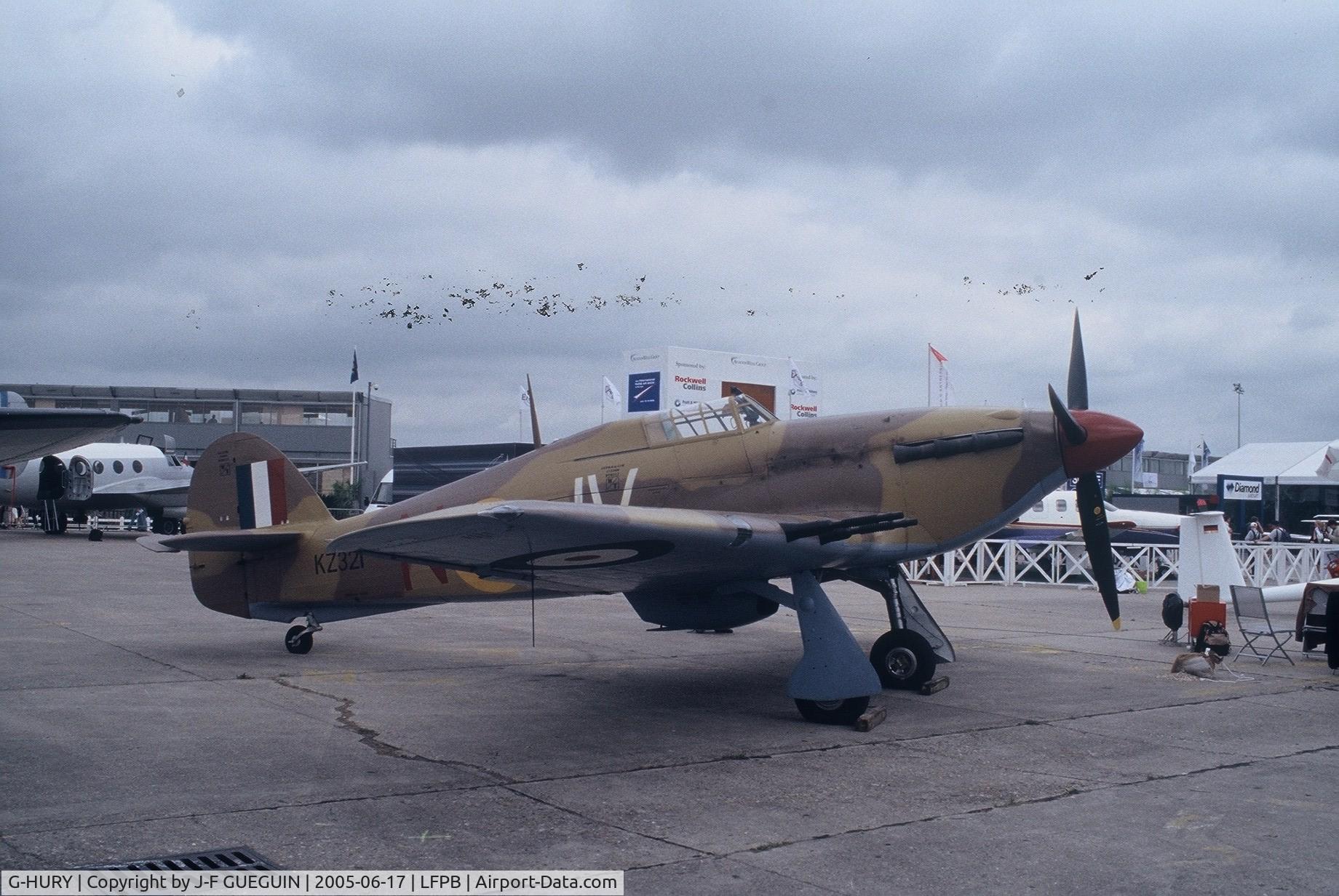 G-HURY, 1943 Hawker Hurricane IV C/N KZ321, On display at Paris-Le Bourget 2005 airshow.