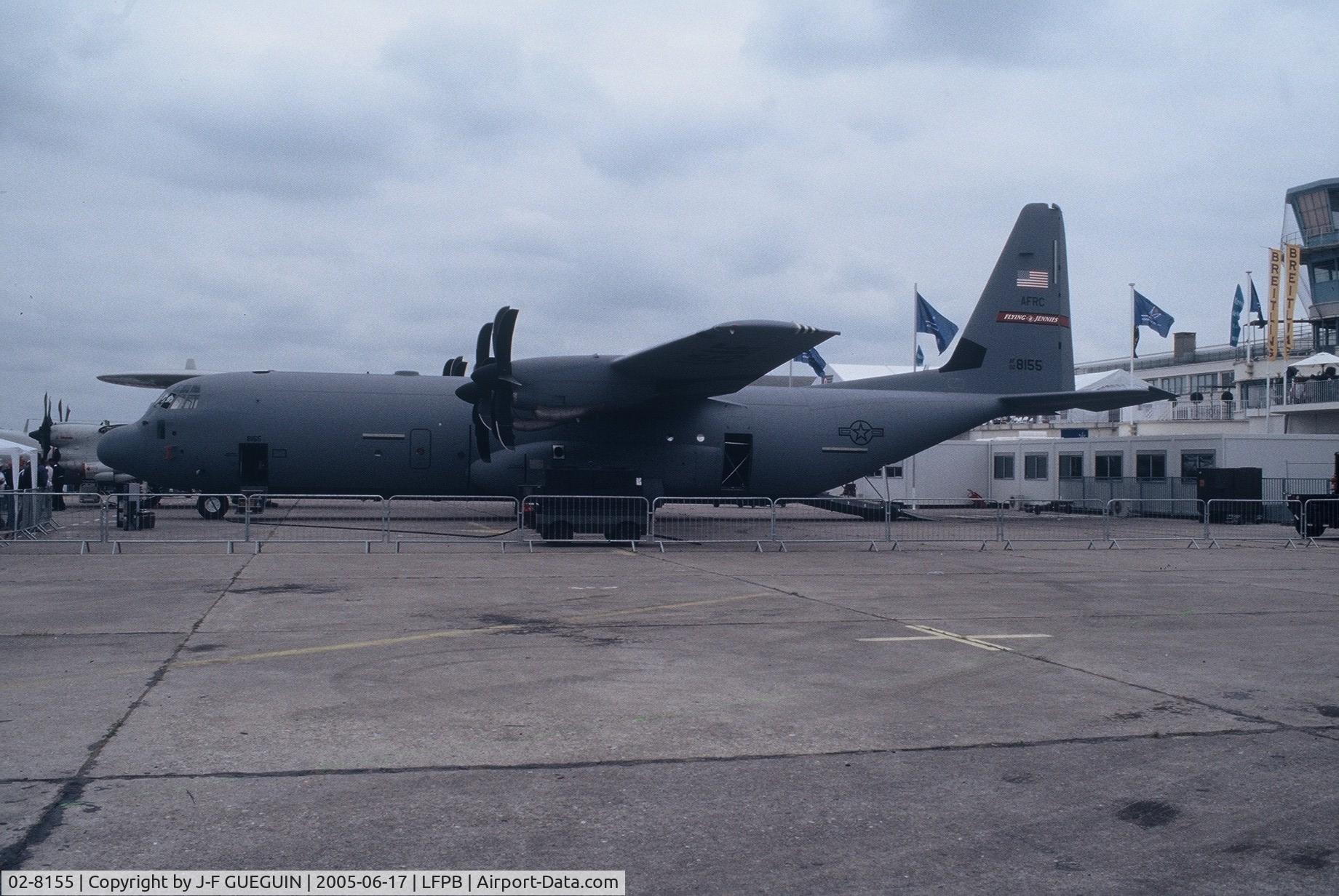 02-8155, 2002 Lockheed Martin C-130J-30 Super Hercules C/N 382-5546, On display at Paris-Le Bourget 2005 airshow.