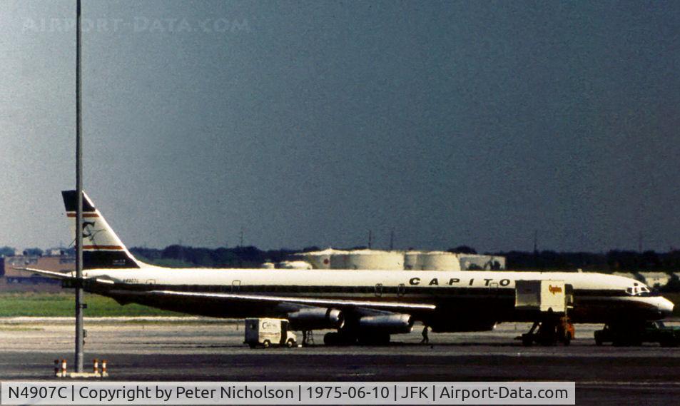 N4907C, 1968 Douglas DC-8-63CF C/N 45967, DC-8-55JT of Capitol Airlines as seen at Kennedy in the Summer of 1975.