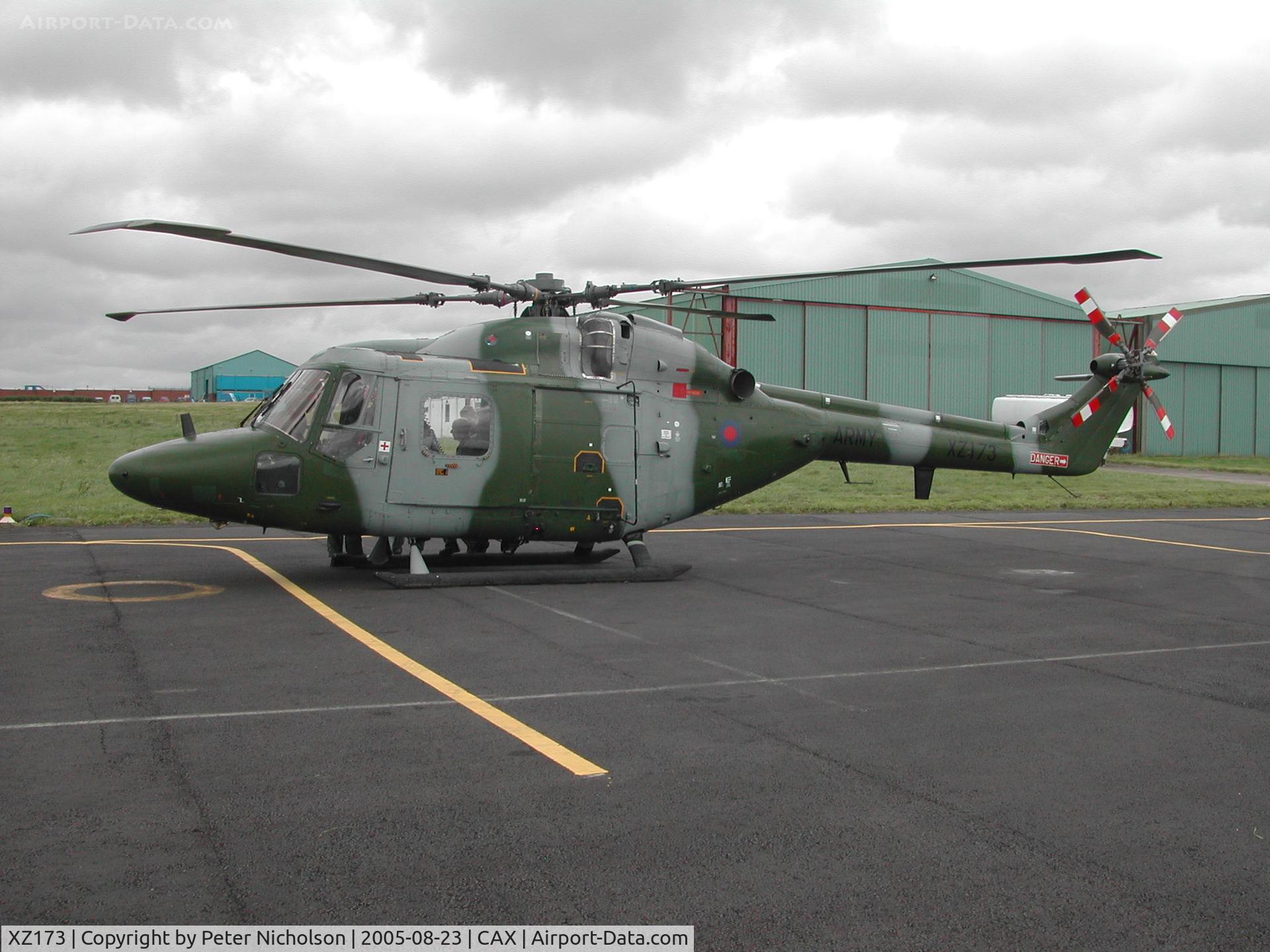 XZ173, 1977 Westland Lynx AH.7 C/N 021, Lynx AH.7, callsign Preston 1, of 4 Regiment on a visit to Carlisle in the Summer of 2005.