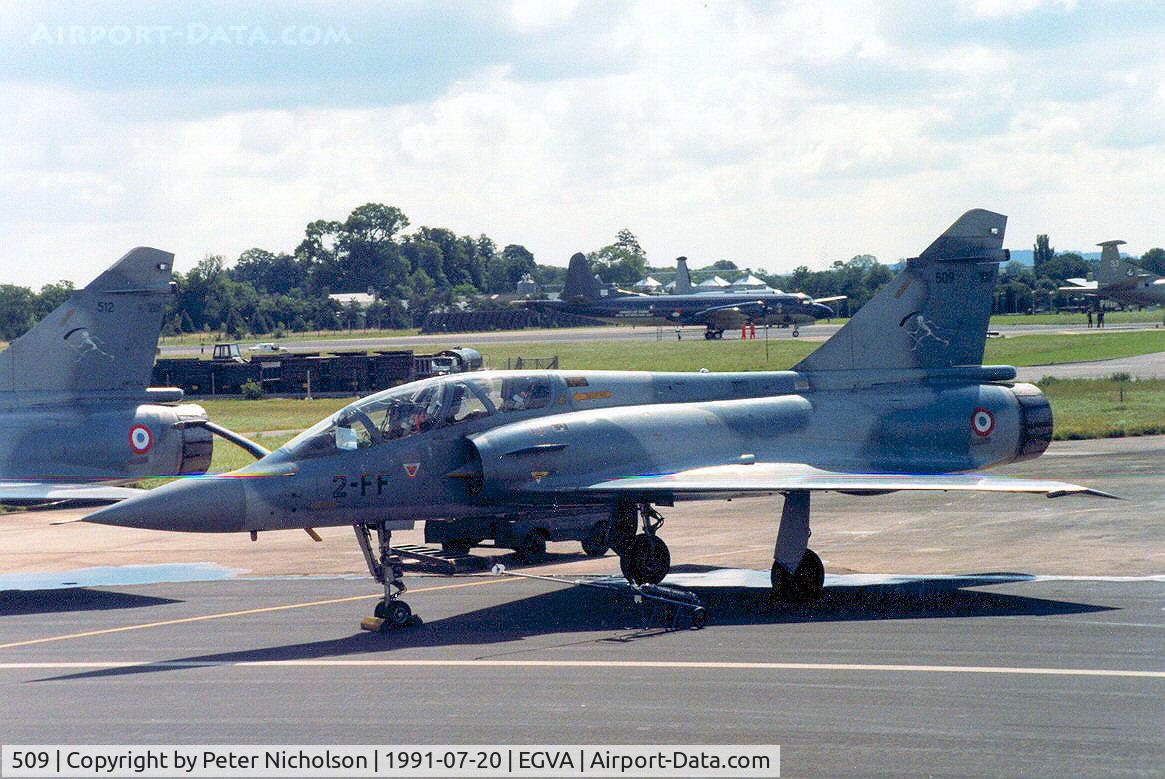 509, Dassault Mirage 2000B C/N 62, Mirage 2000B, callsign French Air Force 2000, of EC 2/2 on the flight-line at the 1991 International Air Tattoo at RAF Fairford