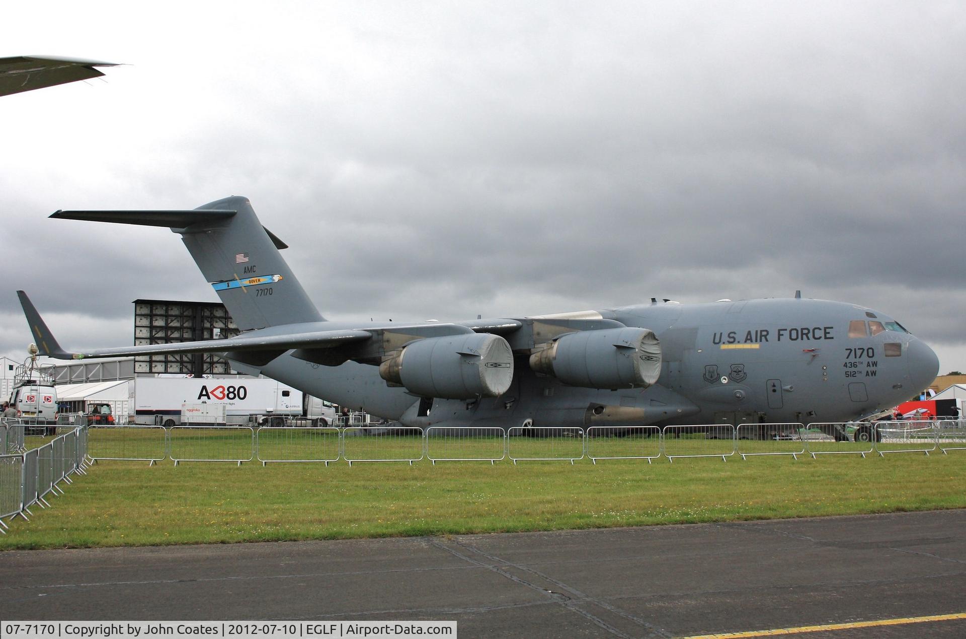 07-7170, Boeing C-17A Globemaster III C/N F-181, At FIA 2012