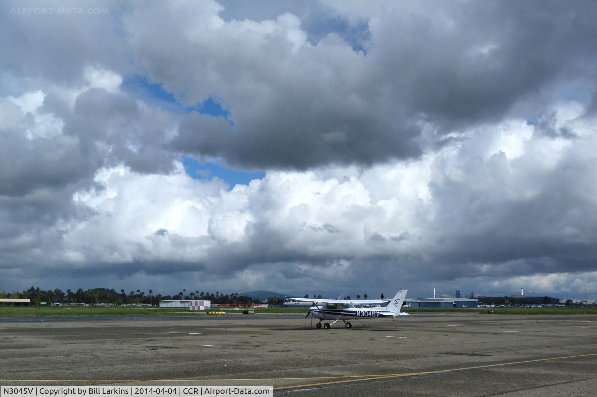 N3045V, 1974 Cessna 150M C/N 15076367, A dramatic photo of N3045V waiting for the weather to clear.