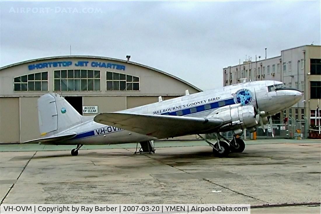 VH-OVM, 1943 Douglas DC3C-R-1830 C/N 16354/33102, Douglas DC-3C-47B-30-DK [16354/33102] (Shortstop Jet Charter) Melbourne-Essendon~VH 20/03/2007