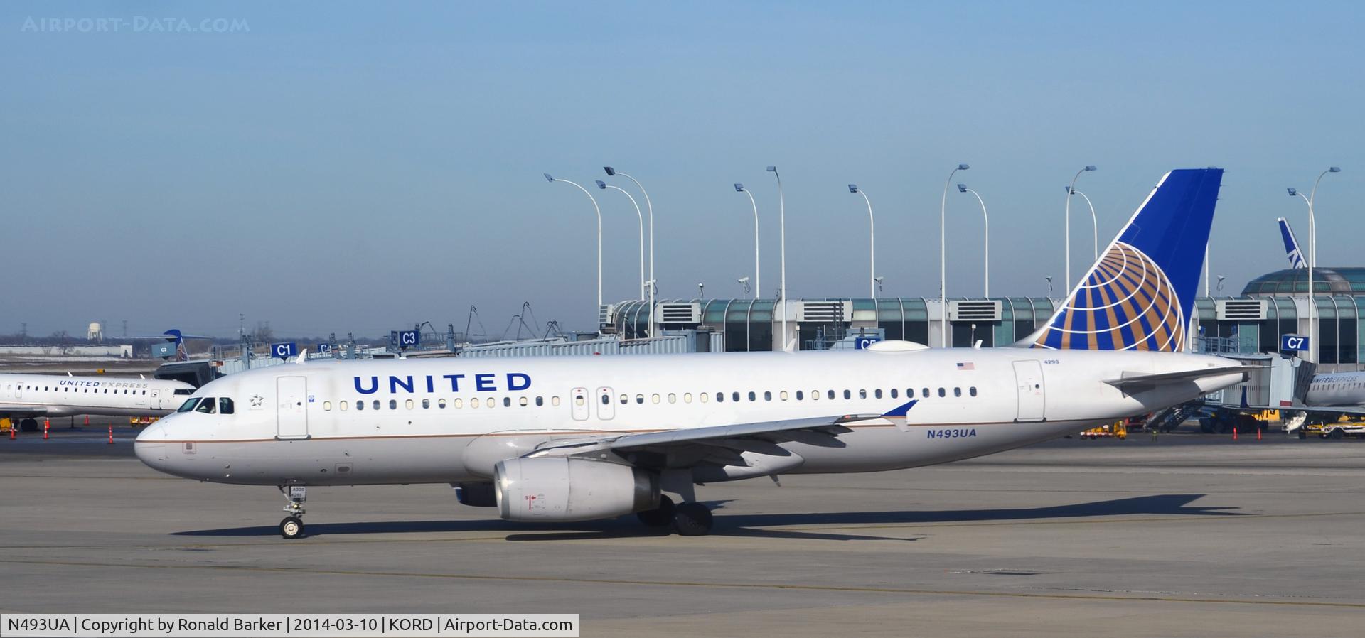 N493UA, 2002 Airbus A320-232 C/N 1821, Taxi Chicago