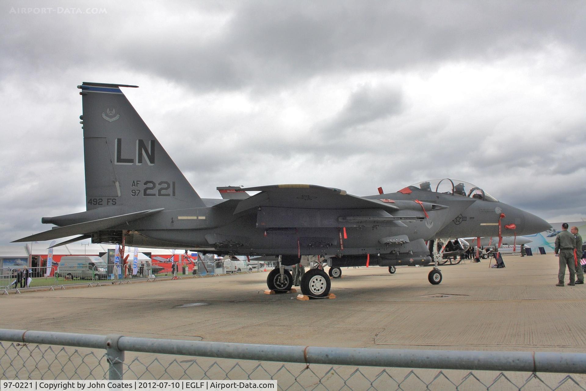 97-0221, 1997 McDonnell Douglas F-15E Strike Eagle C/N 1359/E220, At FIA 2012