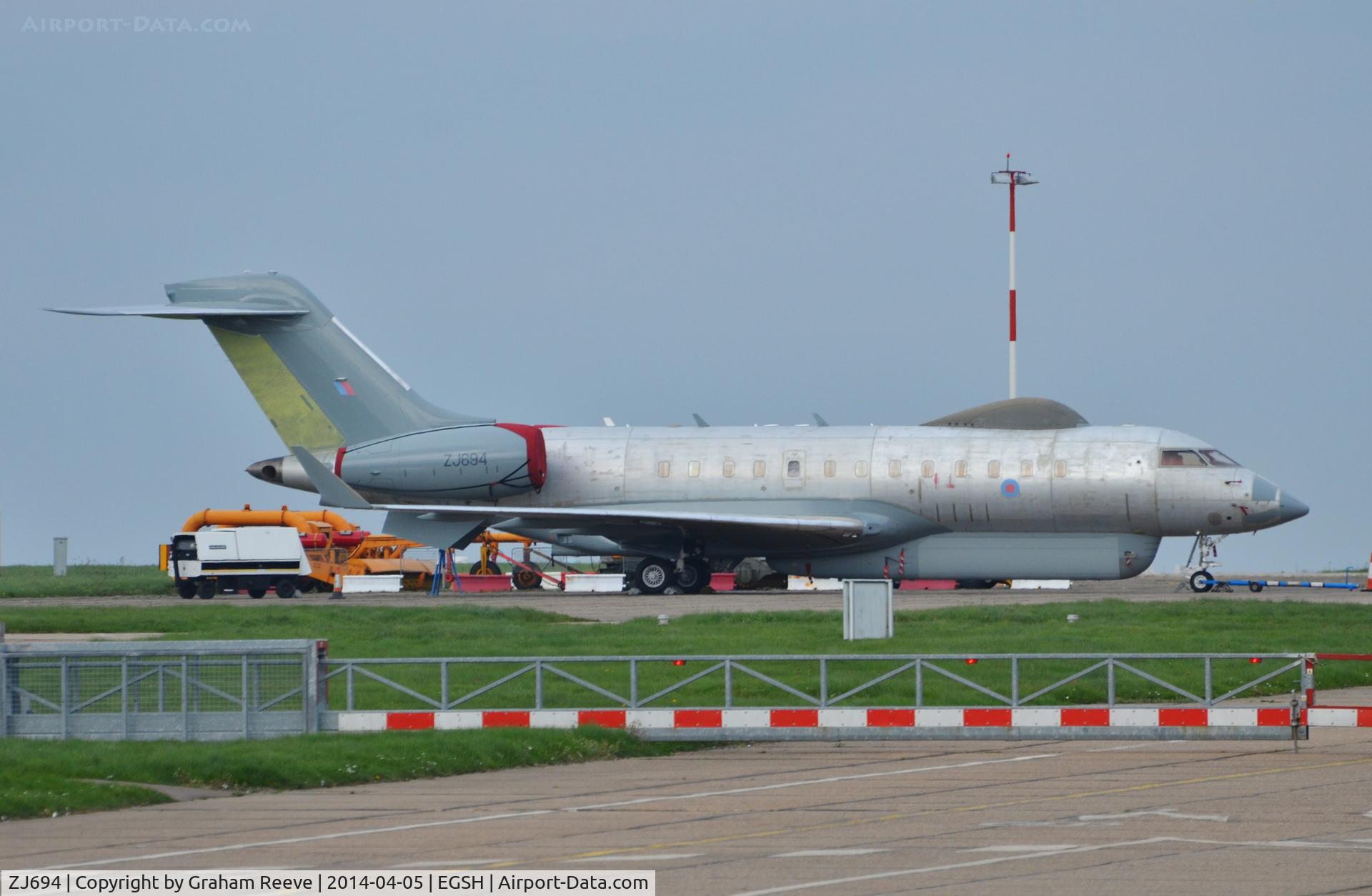 ZJ694, 2007 Bombardier Global Express (BD-700-1A10) Sentinel R1 C/N 9135, Parked at Norwich.