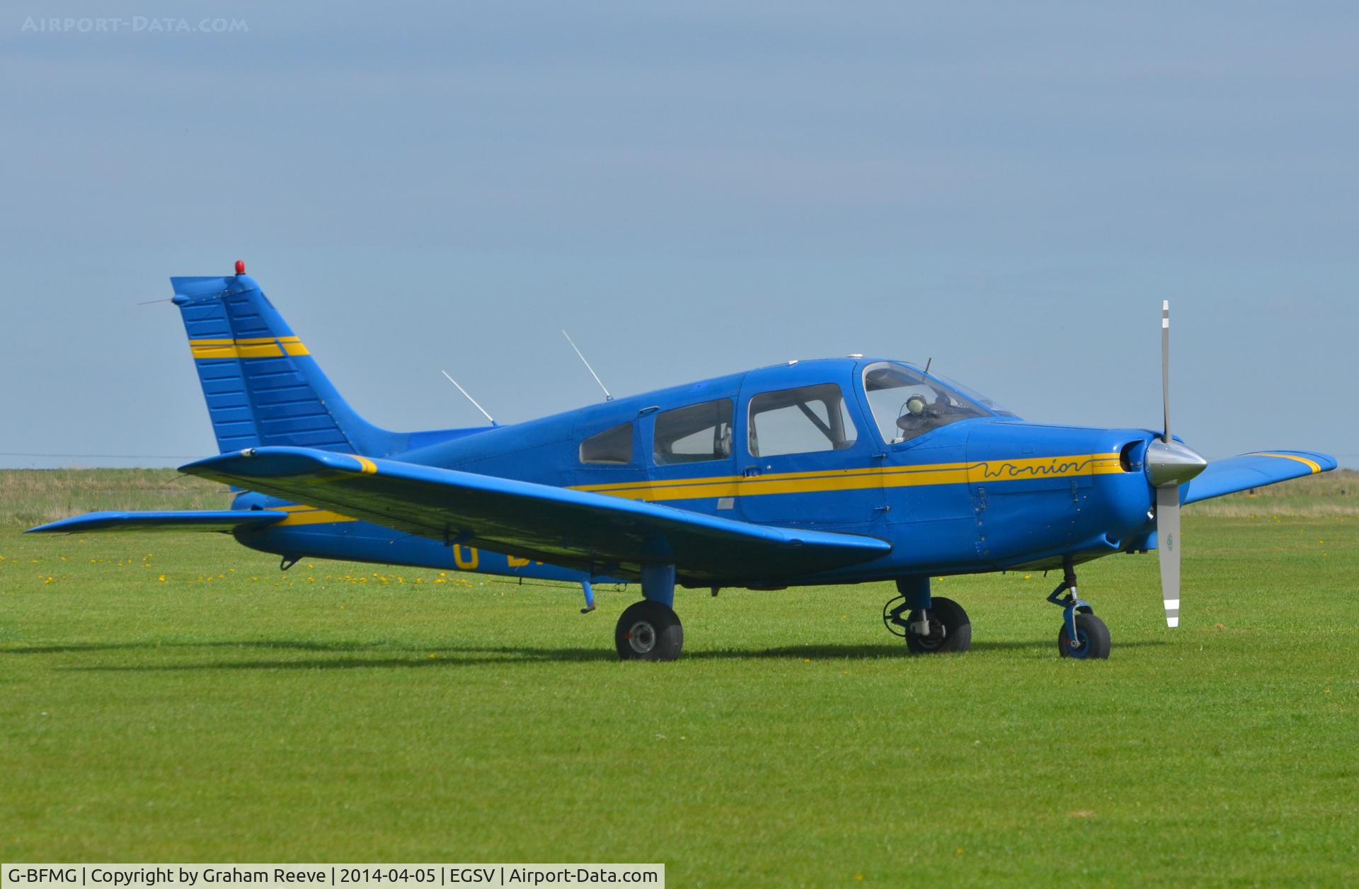 G-BFMG, 1977 Piper PA-28-161 Cherokee Warrior II C/N 28-7716160, Parked at Old Buckenham.