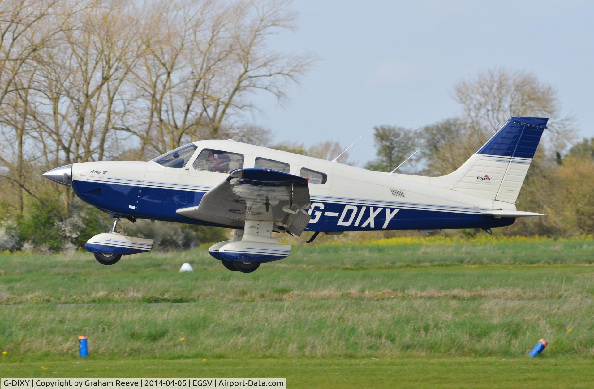 G-DIXY, 1998 Piper PA-28-181 Cherokee Archer III C/N 28-43195, Just taken off.