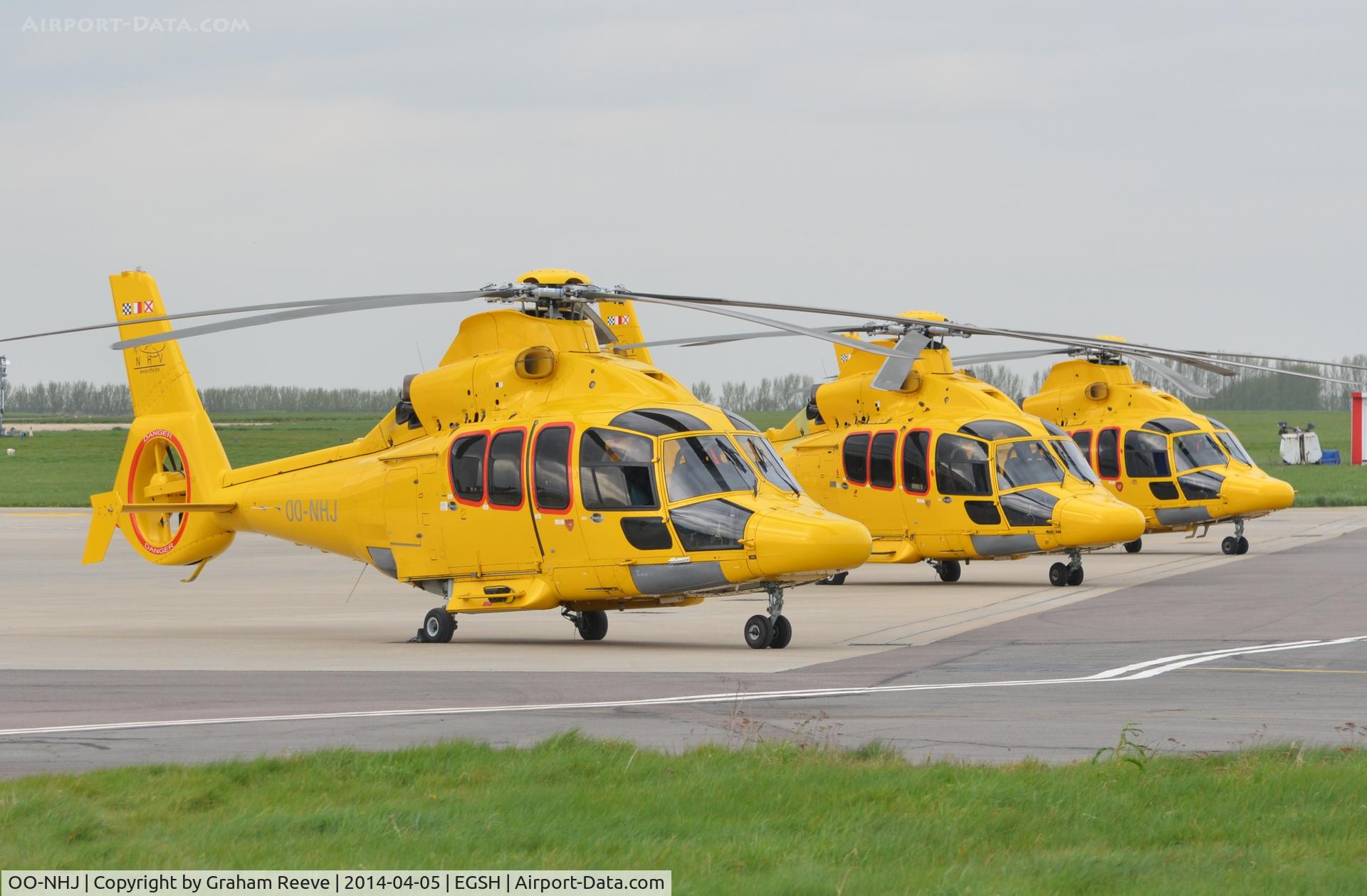 OO-NHJ, 2009 Eurocopter EC-155B-1 C/N 6842, Line up of NHV Eurocopter EC-155's at Norwich.