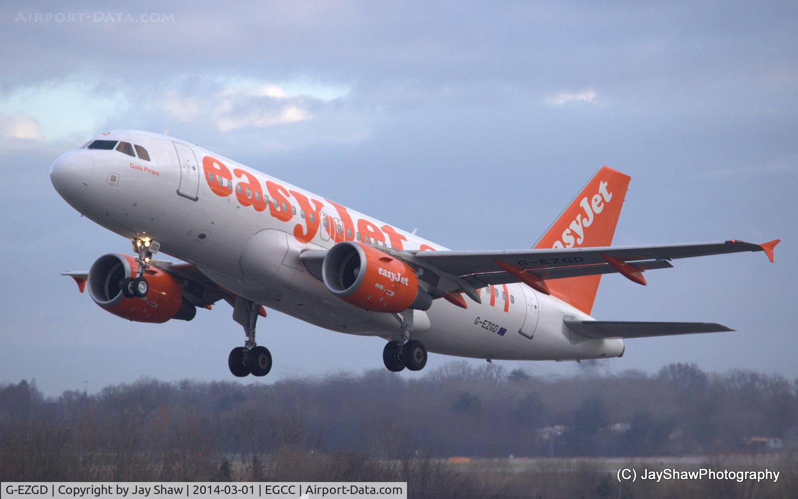 G-EZGD, 2010 Airbus A319-111 C/N 4451, Departure 23L Manchester EGCC