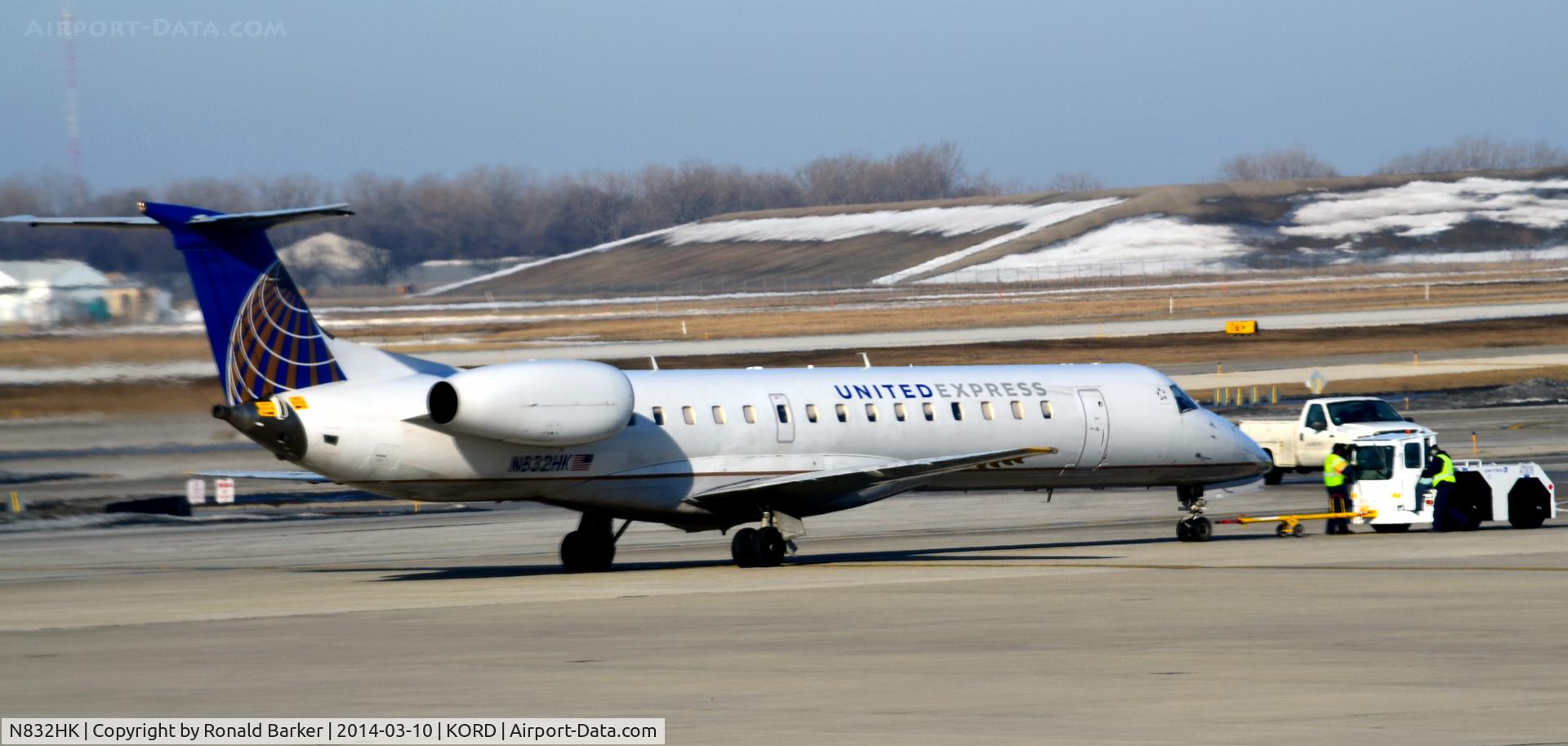 N832HK, 2003 Embraer ERJ-145LR (EMB-145LR) C/N 145771, Pushback Chicago
