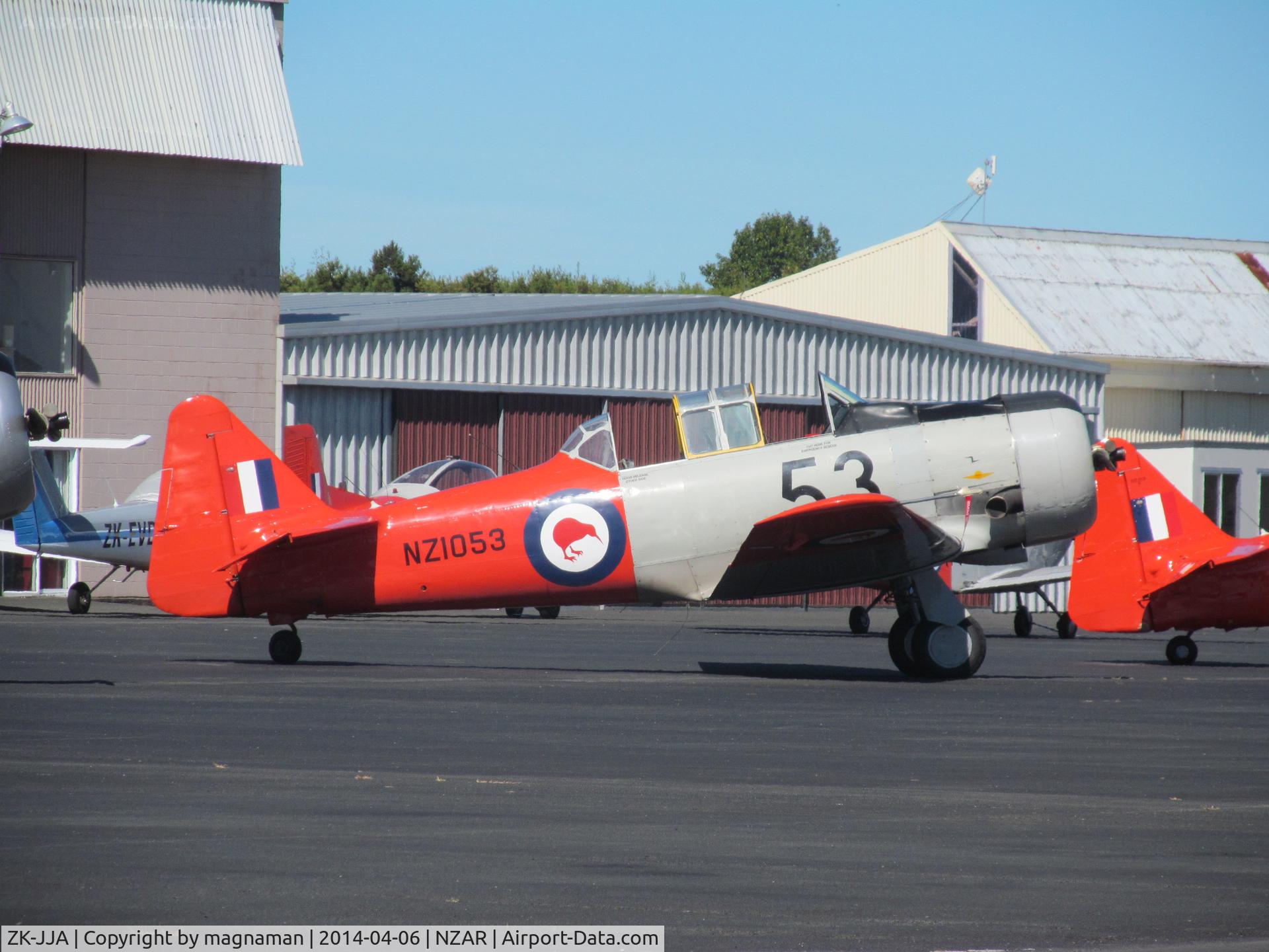 ZK-JJA, 1941 North American AT-6C Harvard IIA C/N 88-13910, Wearing NZ1053 at Ardmore