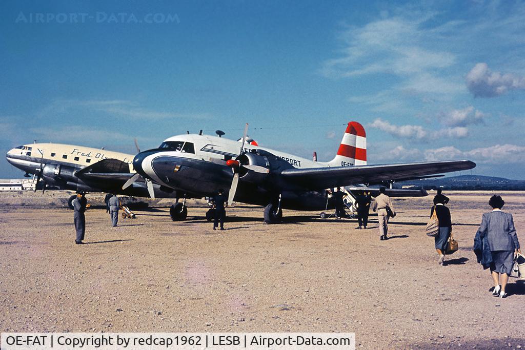 OE-FAT, 1946 Vickers 657 Viking 1 C/N 109, Taken by my father. On the left is one of the three Fred Olsen Curtiss Wright C-46R Commandos  LN-FOR, LN-FOS, LN-FOP).