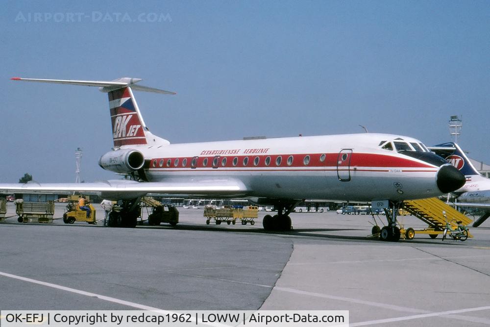 OK-EFJ, 1974 Tupolev Tu-134A C/N 4323128, Taken on a ramp tour in VIE. Scan from slide