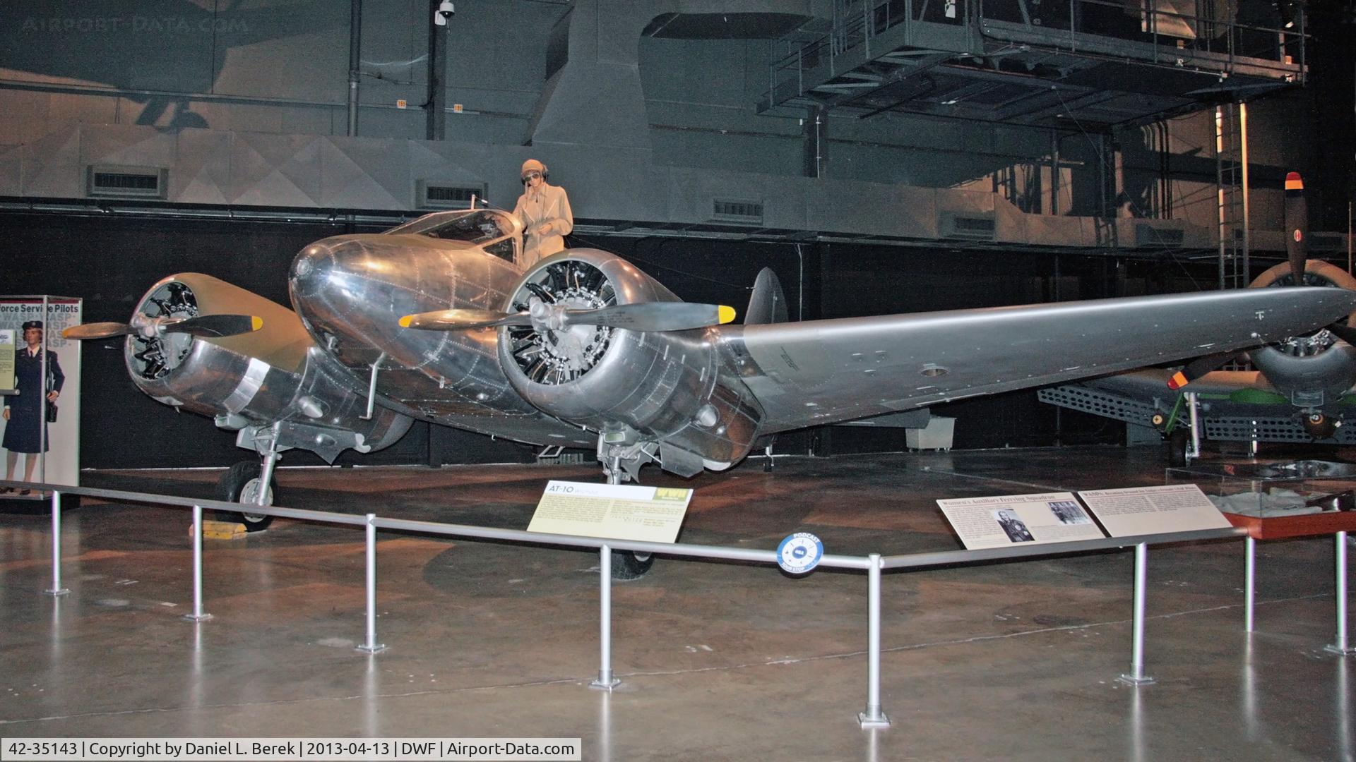 42-35143, 1942 Beech AT-10-GF C/N n/a, Early Beech twin, predecessor to the D18, on display in the World War II gallery, wearing fictitious markings 41-27193.