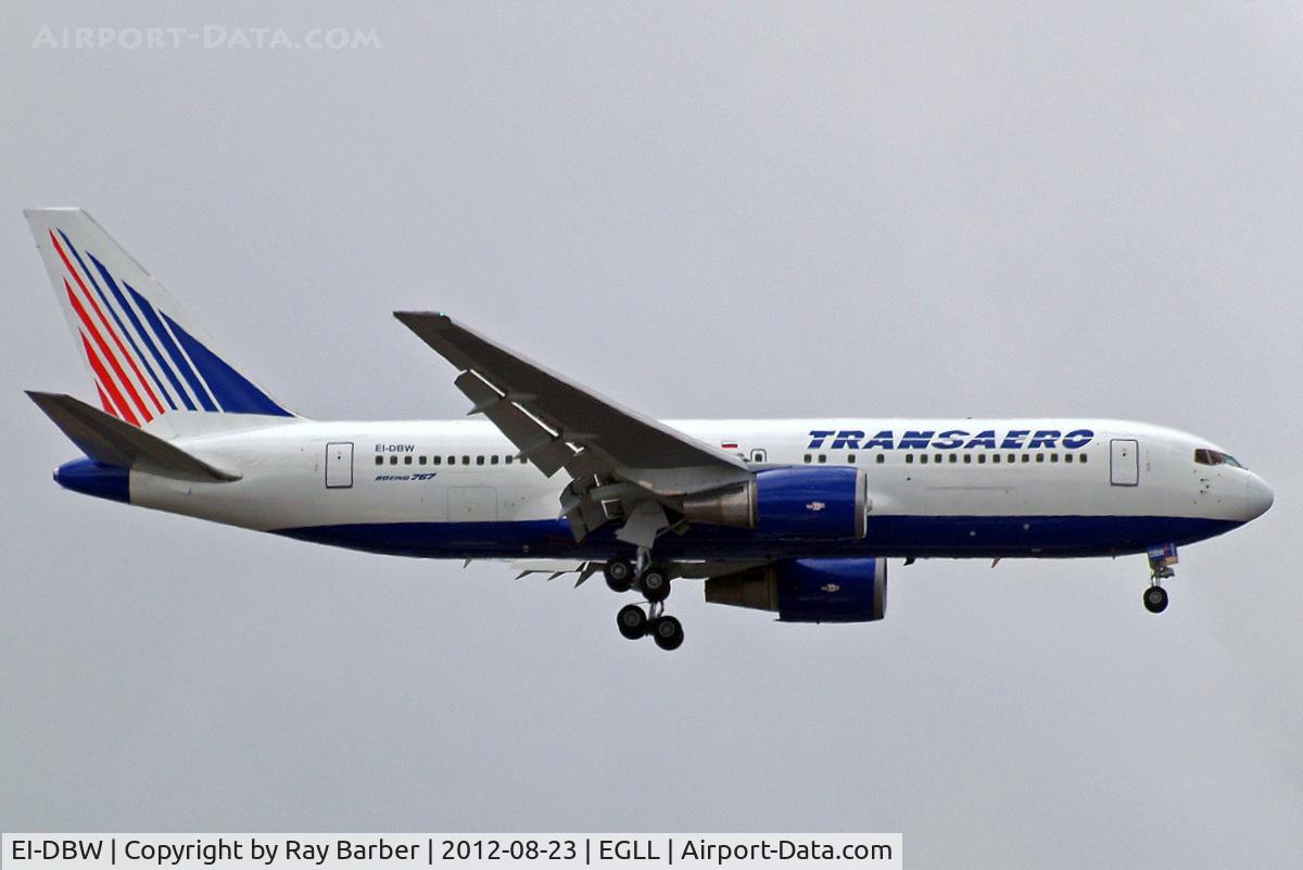 EI-DBW, 1987 Boeing 767-201/ER C/N 23899, Boeing 767-201ER [23899] (Transaero Airlines) Home~G 23/08/2012. On approach 27L