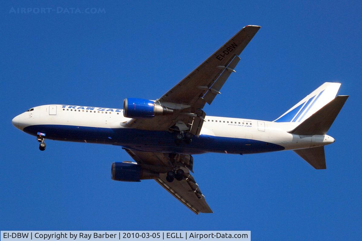 EI-DBW, 1987 Boeing 767-201/ER C/N 23899, Boeing 767-201ER [23899] (Transaero Airlines) Home~G 05/03/2010. On approach 27R.