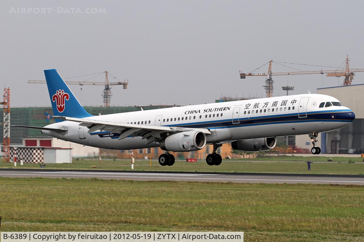 B-6389, 2009 Airbus A321-231 C/N 3764, Landing RWY24