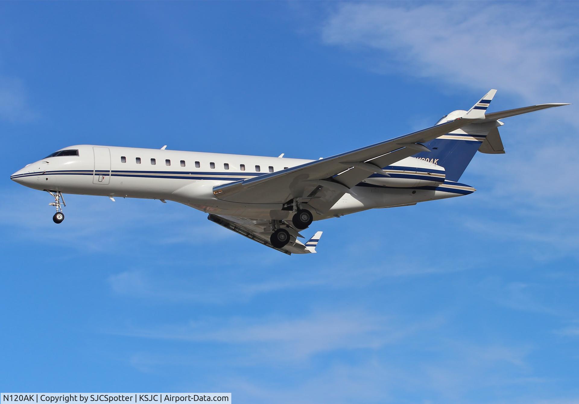 N120AK, 2004 Bombardier BD-700-1A10 Global Express C/N 9153, The local Global Express arriving at SJC.
