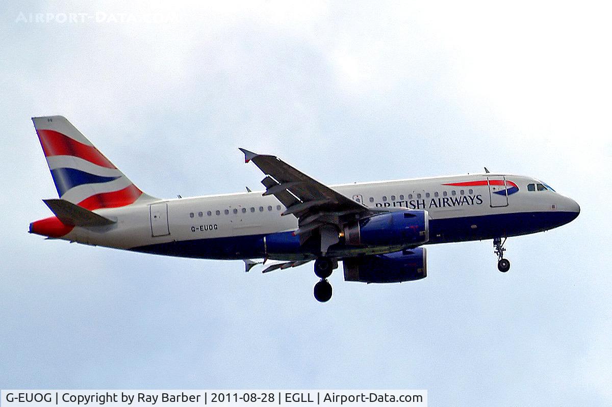 G-EUOG, 2001 Airbus A319-131 C/N 1594, Airbus A319-131 [1594] (British Airways) Home~G 28/08/2011. On approach 27L.