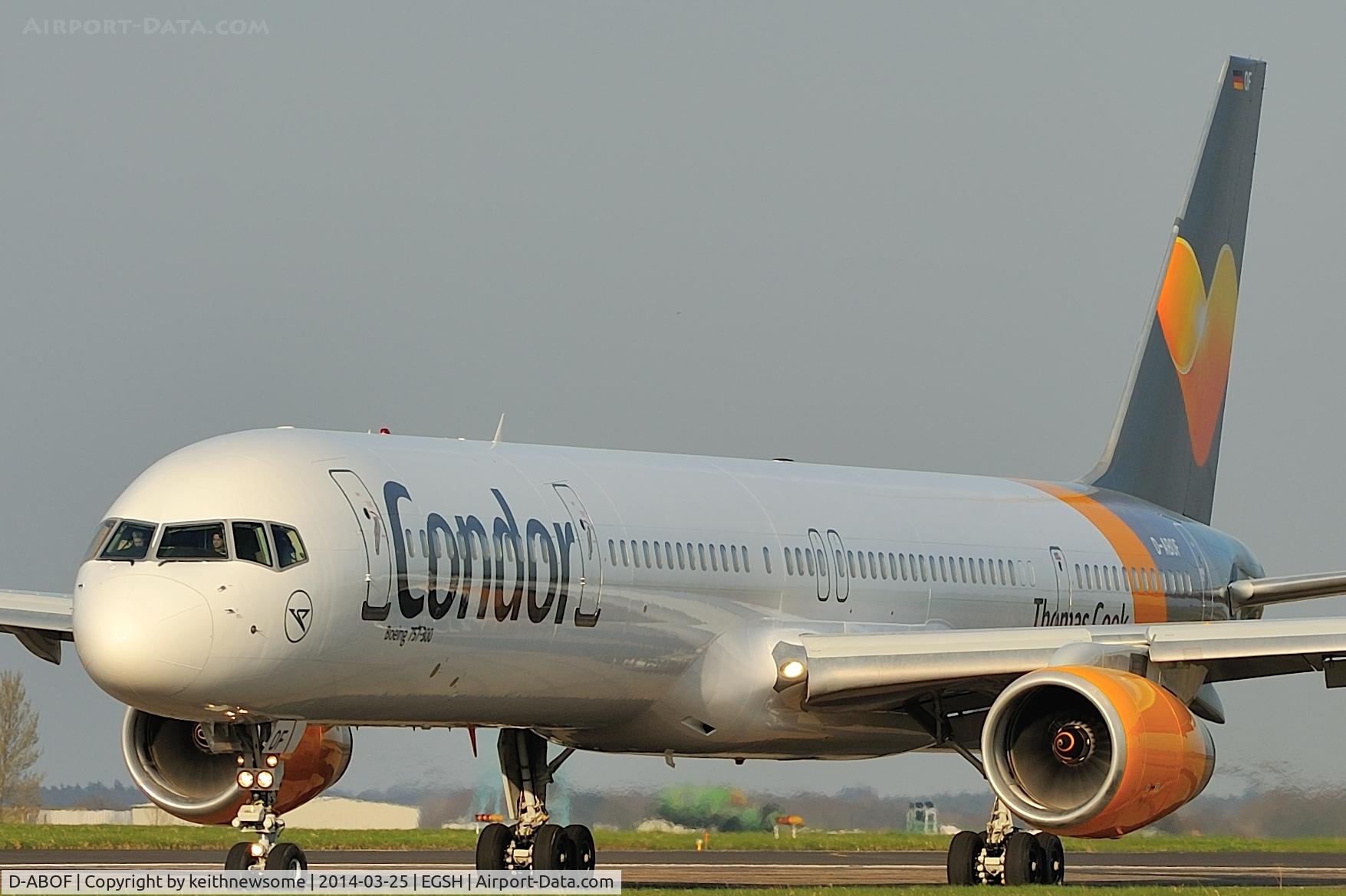 D-ABOF, 1999 Boeing 757-330 C/N 29013, Leaving following re-spray !