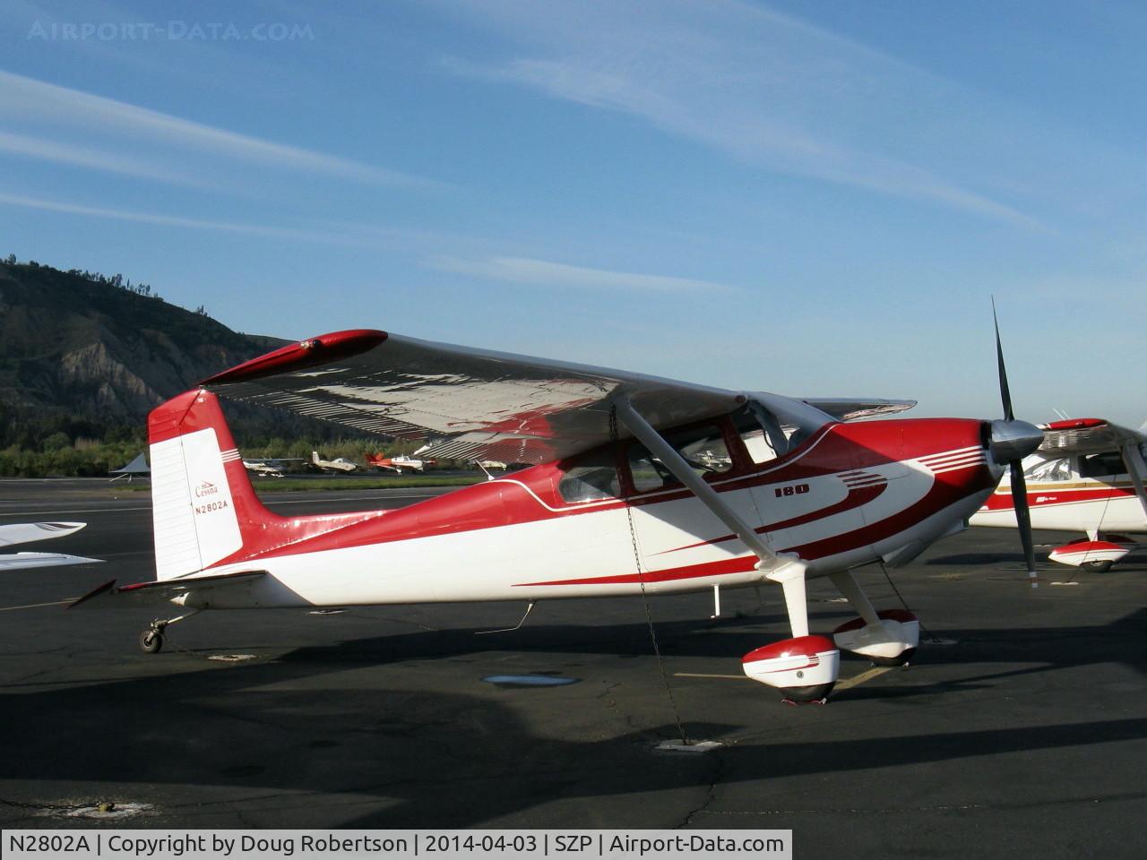 N2802A, 1953 Cessna 180 C/N 30002, 1953 Cessna 180, Continental O-470-A 225 Hp, 1st year of production, would not be called Skywagon until 1969, absolutely pristine appearance for 61 year old aircraft!