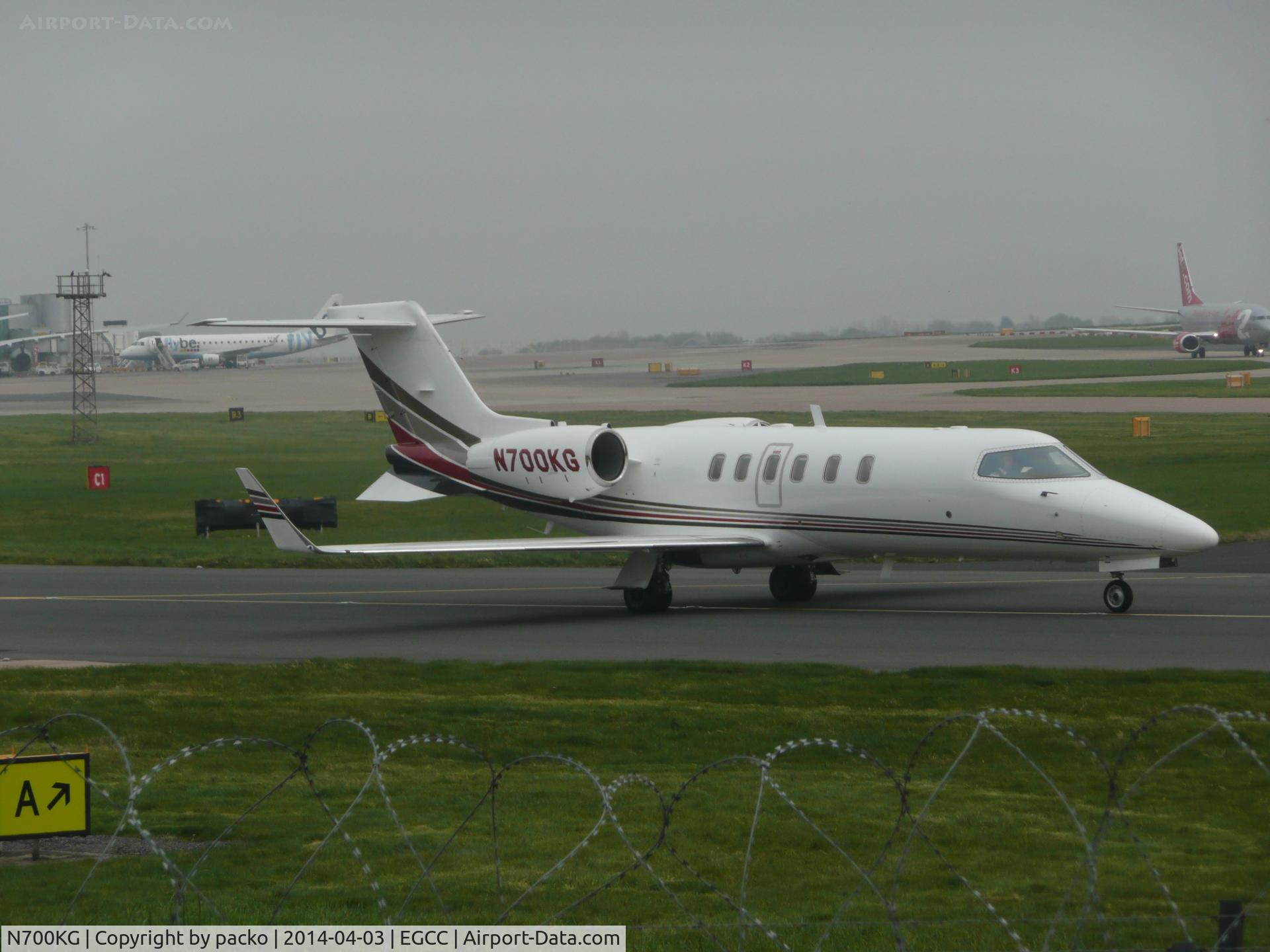 N700KG, 2004 Learjet 45 C/N 2017, just taxing of the ocs ramp 
photo taken man-egcc-avp