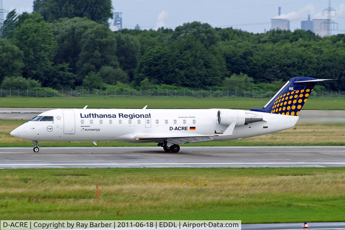 D-ACRE, 2002 Bombardier CRJ-200ER (CL-600-2B19) C/N 7607, Canadair CRJ-200LR [7607] (Lufthansa Regional) Dusseldorf~D 18/06/2011