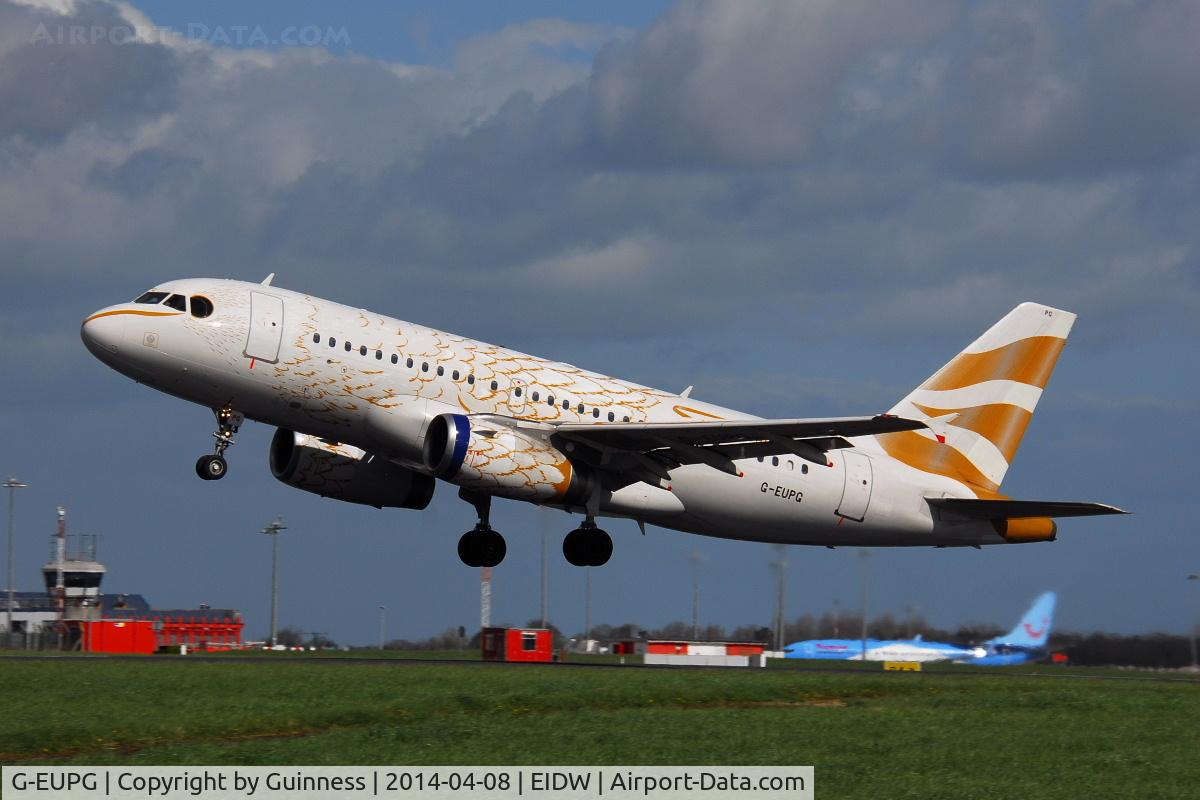 G-EUPG, 2000 Airbus A319-131 C/N 1222, departing for London Heathrow