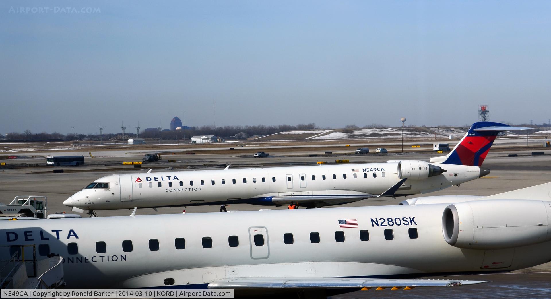 N549CA, 2008 Bombardier CRJ-900ER (CL-600-2D24) C/N 15164, Pushback from Gate Chicago