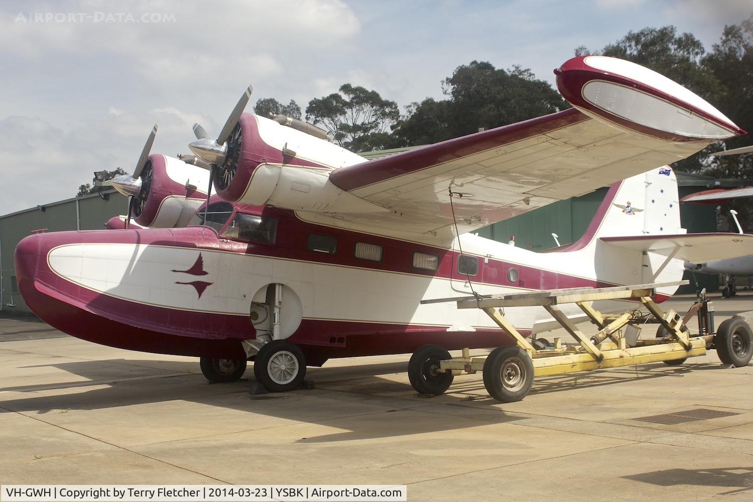 VH-GWH, 1944 Grumman G-21A Goose C/N B-49, 1944 Grumman G-21A, c/n: B-49 - no visible registration  ex N121GL  - VH-GWH on the Australian Register