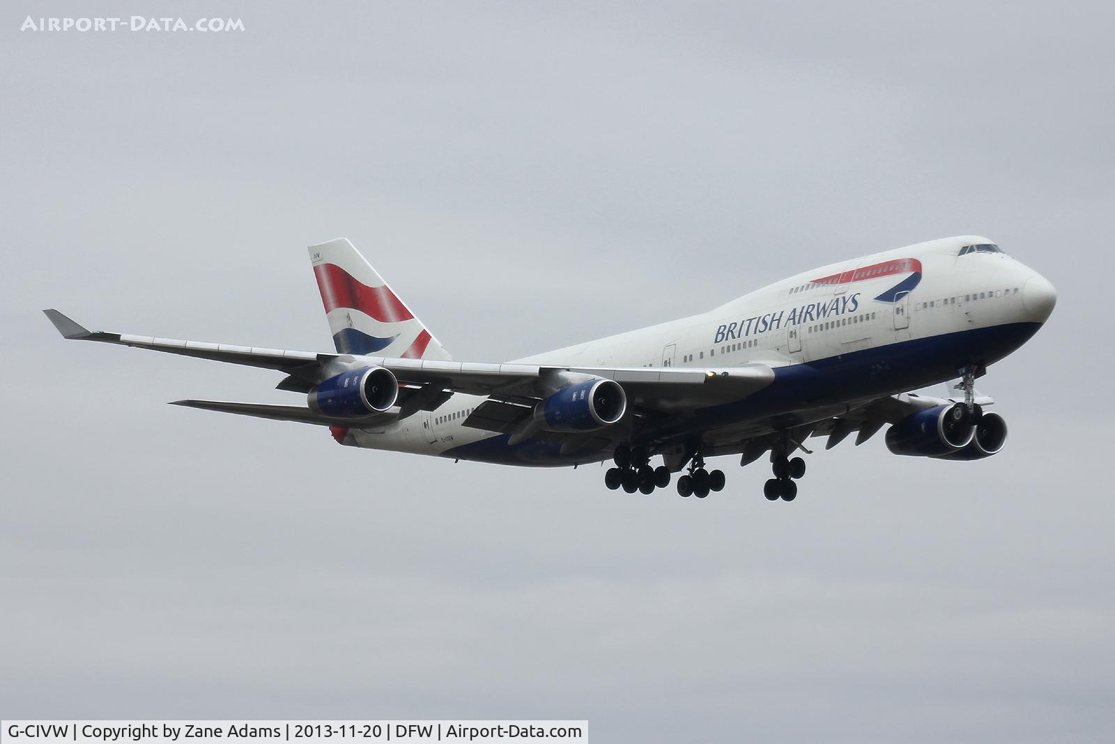 G-CIVW, 1998 Boeing 747-436 C/N 25822, Landing at DFW Airport