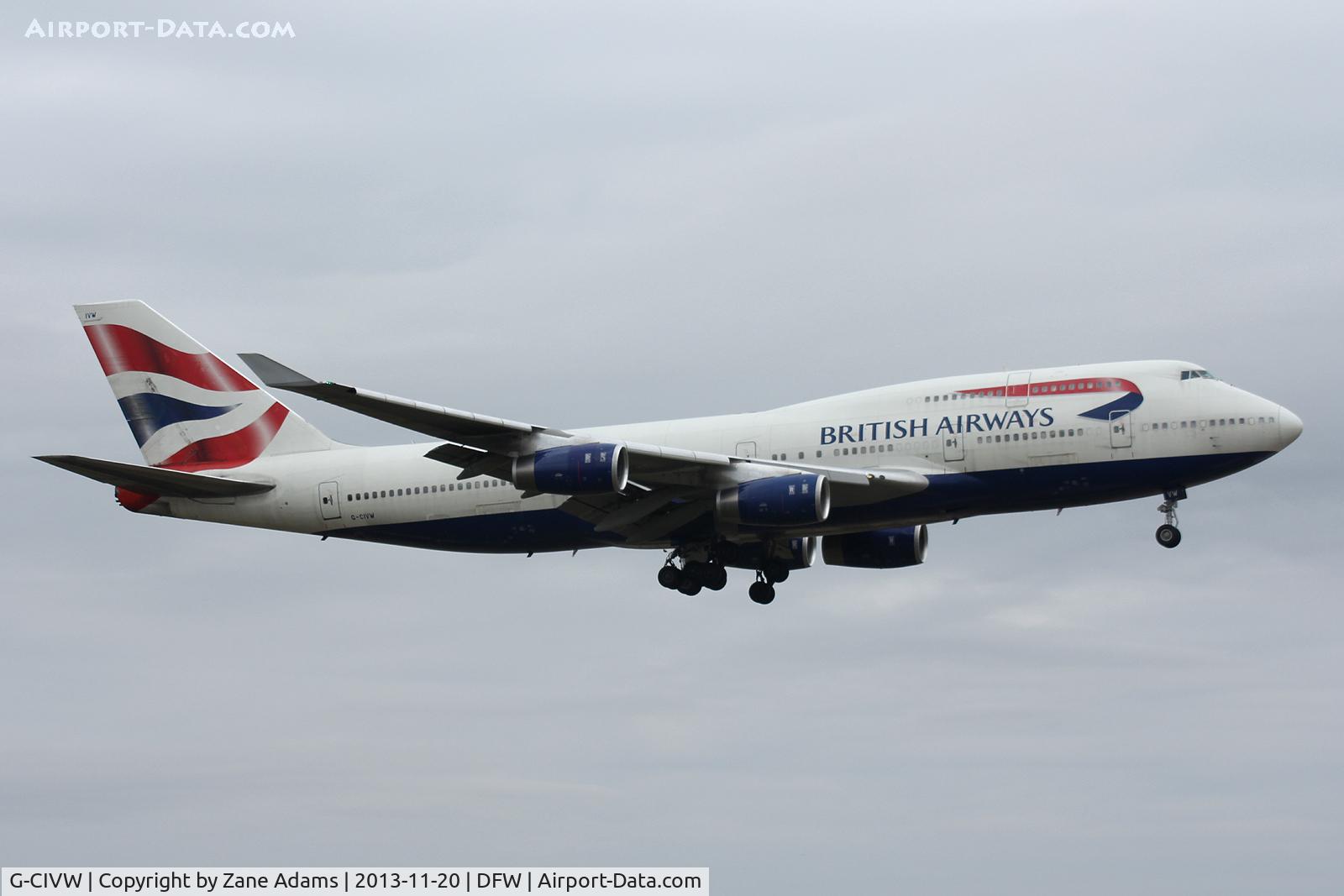 G-CIVW, 1998 Boeing 747-436 C/N 25822, Landing at DFW Airport