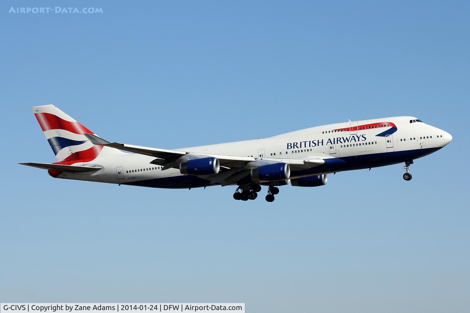 G-CIVS, 1998 Boeing 747-436 C/N 28851, Landing at DFW Airport