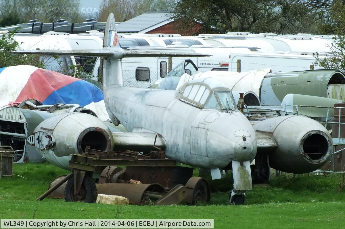 WL349, 1952 Gloster Meteor T.7 C/N Not found WL349, in the storage area at the Jet Age Museum, Staverton