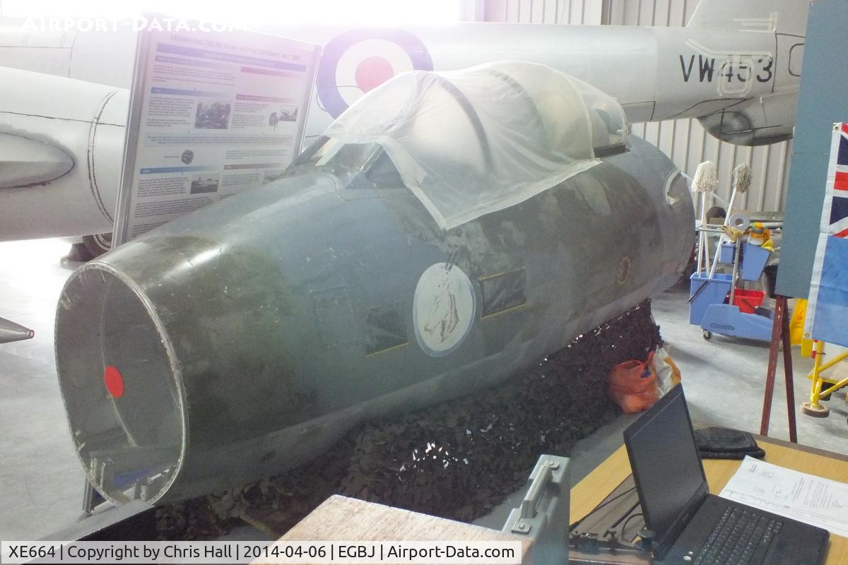 XE664, 1955 Hawker Hunter T.75 C/N Not found, at the Jet Age Museum, Staverton