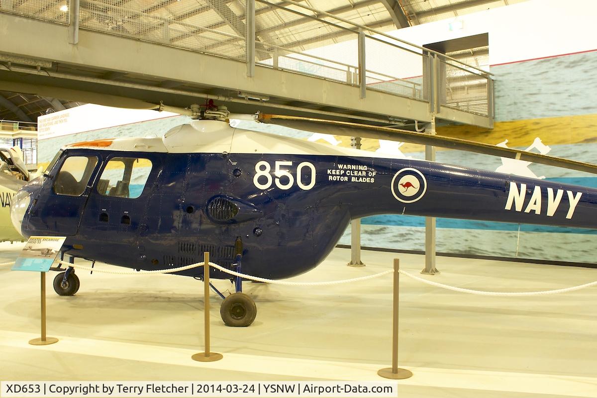 XD653, 1952 Bristol 171 Sycamore Mk.4 C/N 13071, Displayed at the  Australian Fleet Air Arm Museum,  a military aerospace museum located at the naval air station HMAS Albatross, near Nowra, New South Wales