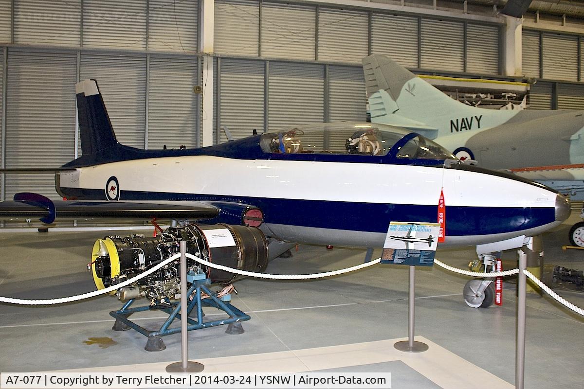 A7-077, Aermacchi MB-326H C/N CA30-77, Displayed at the  Australian Fleet Air Arm Museum,  a military aerospace museum located at the naval air station HMAS Albatross, near Nowra, New South Wales
