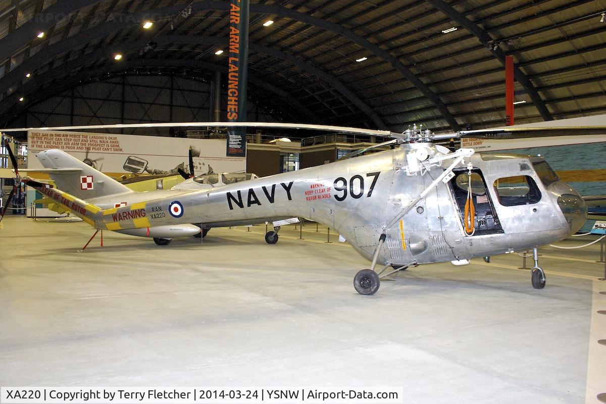 XA220, 1952 Bristol 171 Sycamore HR.50 C/N 13064, Displayed at the  Australian Fleet Air Arm Museum,  a military aerospace museum located at the naval air station HMAS Albatross, near Nowra, New South Wales