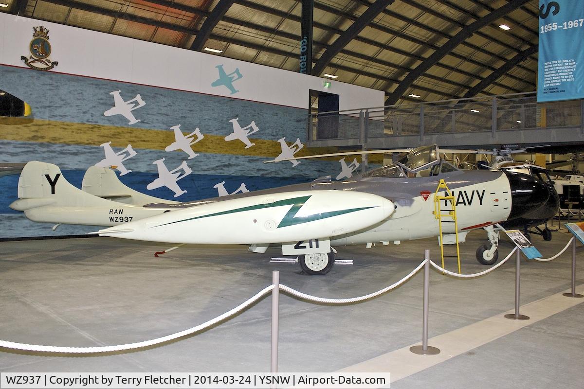 WZ937, De Havilland DH-112 Sea Venom FAW.53 C/N 12779, Displayed at the  Australian Fleet Air Arm Museum,  a military aerospace museum located at the naval air station HMAS Albatross, near Nowra, New South Wales