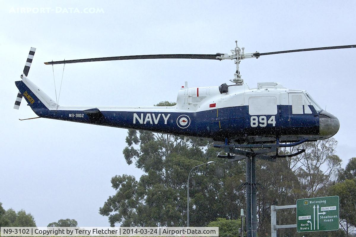 N9-3102, Bell UH-1C C/N 3102, Displayed on a pole in the centre of the town of Nowra  NSW