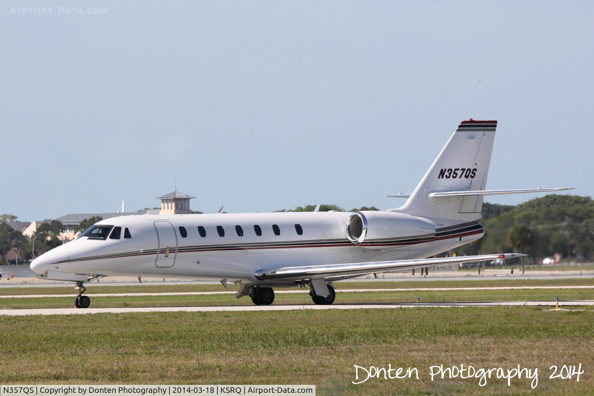 N357QS, 2007 Cessna 680 Citation Sovereign C/N 680-0155, Execjet Flight 357 (N357QS) arrives at Sarasota-Bradenton International Airport following a flight from Kissimmee-Gateway Airport