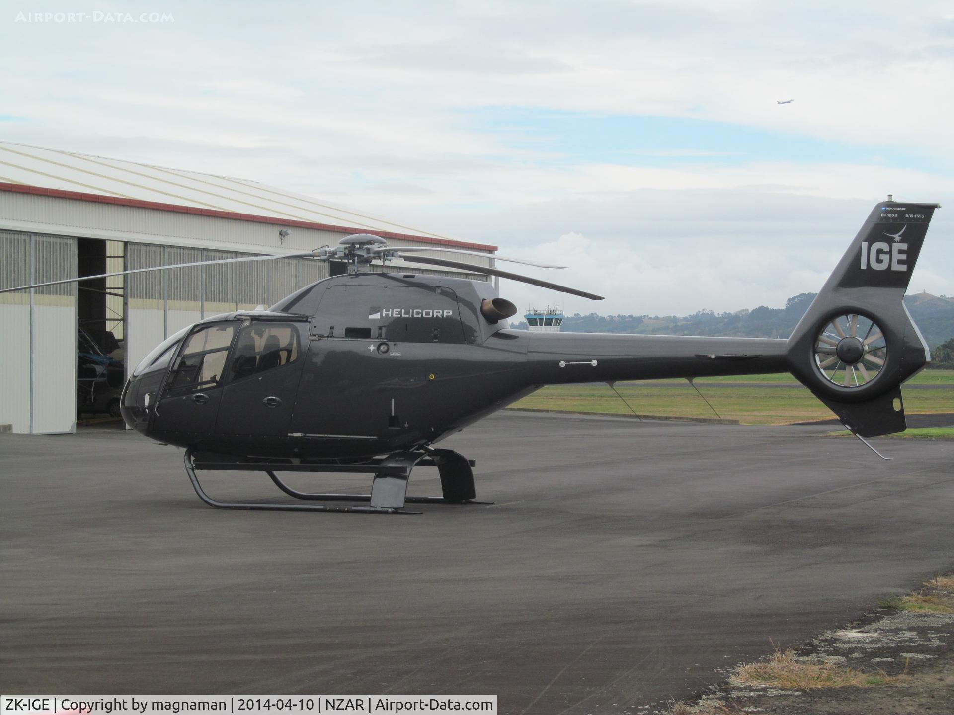 ZK-IGE, 2008 Eurocopter EC-120B Colibri C/N 1555, At Ardmore having received attention.