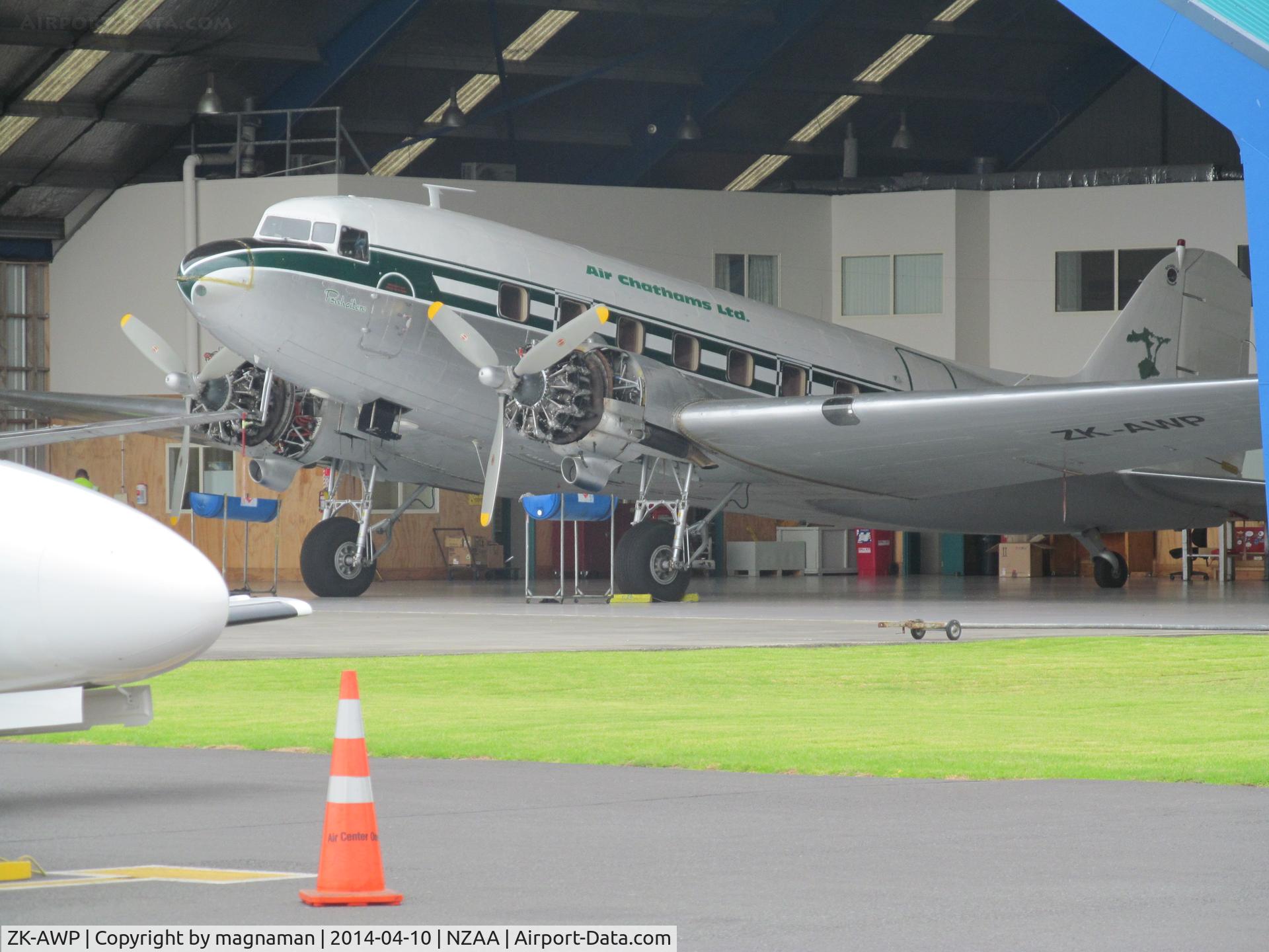 ZK-AWP, 1945 Douglas DC-3 (C-47B-30-DK) C/N 33135, Looks like engines under maintenance. Will see this fly one day soon.