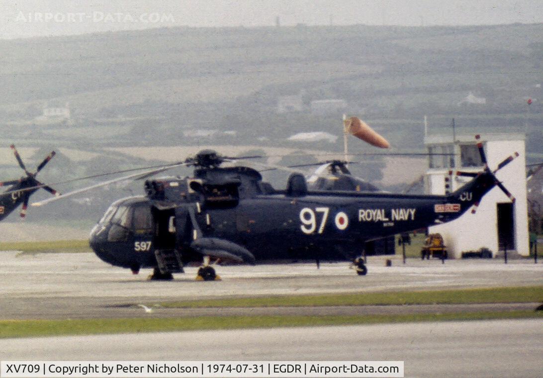 XV709, 1971 Westland Sea King HAS.1 C/N WA680, Sea King HAS.1 of 706 Squadron as seen at the 1974 RNAS Culdrose Airshow.