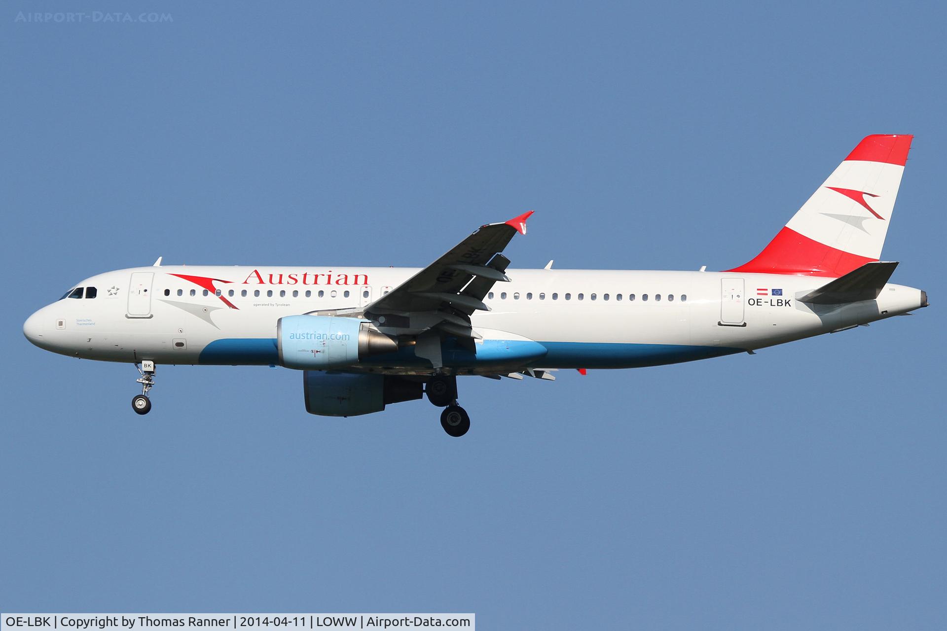 OE-LBK, 2003 Airbus A320-214 C/N 1931, Austrian A320