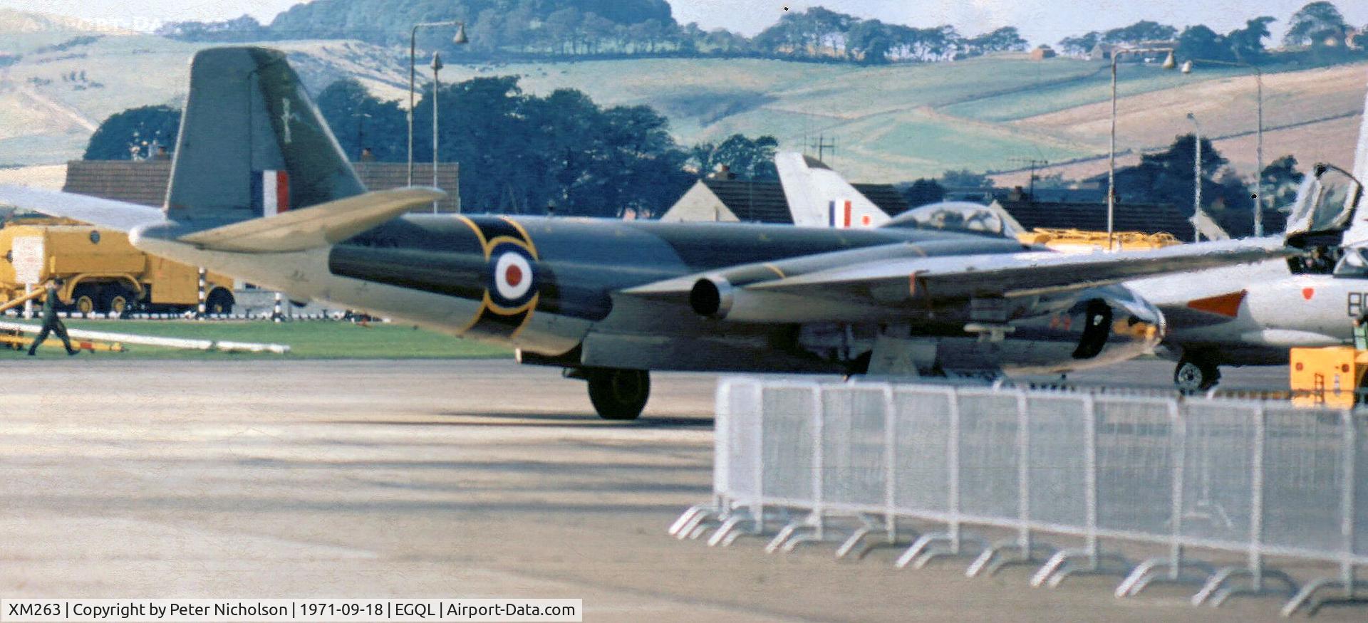XM263, 1958 English Electric Canberra B(I).8 C/N Not found XM263, This Canberra B(I).8 of 16 Squadron Royal Air Force Germany was on display at the 1971 RAF Leuchars Airshow.