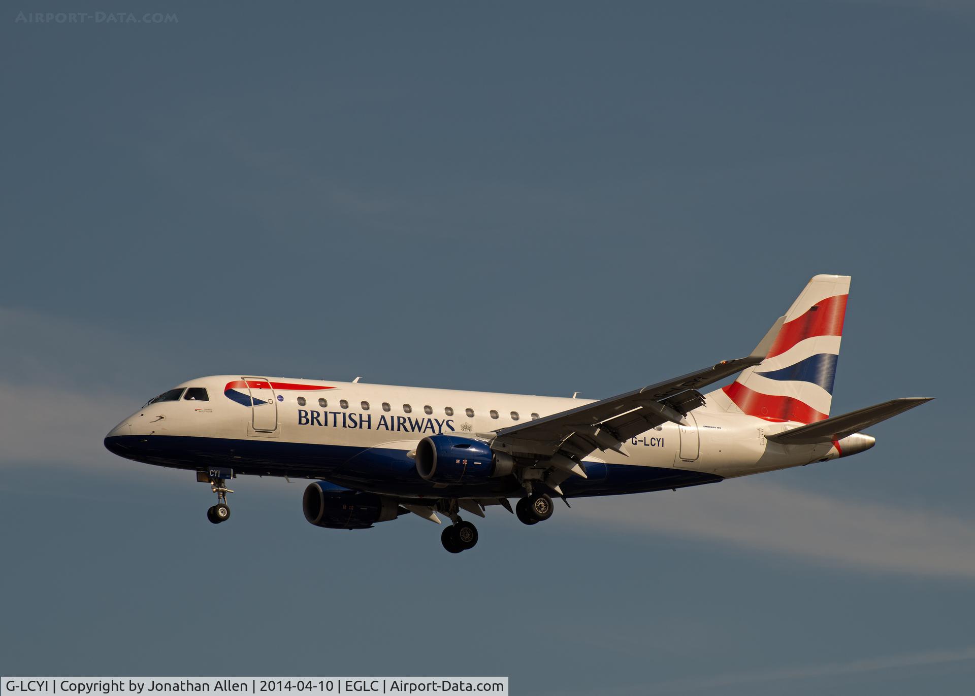 G-LCYI, 2010 Embraer 170STD (ERJ-170-100STD) C/N 17000305, On approach to London City Airport.